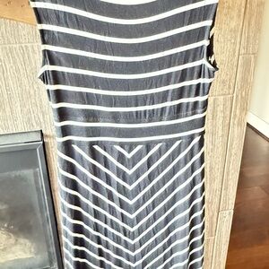 Striped Sleeveless Maxi Dress - Black and White